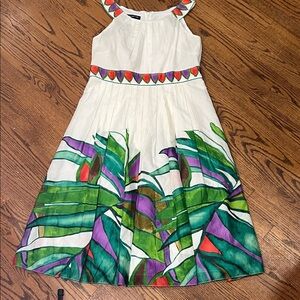 Jones New York White Dress with Leaf Print